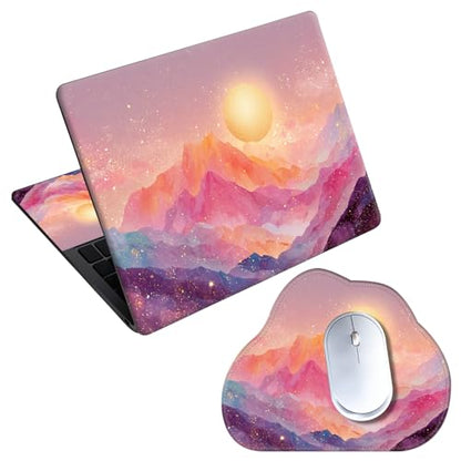 Laptop Skin Sticker Decal 15-15.6 Inch with Cute Mouse Pad, Universal Reusable Vinyl Sticker for 12.1 13 13.3 14 15.4 Inch Netbook and Notebook PC, Pink Mountain - color: Pink Mountain