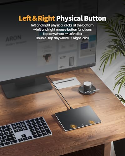 ProtoArc T1 Wired Large USB Trackpad for Windows 11/10, Grey Black | 6.4" surface, high-Precision, multi-touch gestures, plug-and-play, stable wired connection for Computer/Desktop/Laptop.