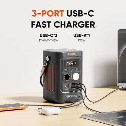 Jackery Solar Generator 300D, 288Wh LiFePO4 Portable Power Station with 40W Solar Panel, 300W DC Output, 140W USB-C Charging Cable Included, for Camping, Travel & Starlink Mini - style: E300D+40W