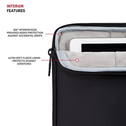 SwissGear Padded Zippered Laptop Sleeve, Micro-Twill Laptop Case with Zippered Front Compartment & Fleece Lining - color: Black, size: 13-Inch