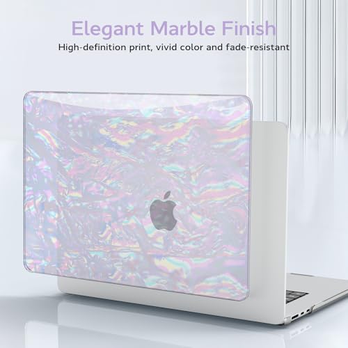 B BELK Compatible with MacBook Air 13 inch Case M5 2026 2025 2024-2022 M4 M3 M2 A3449 A3240 A3113 A2681, Plastic Hard Shell+Keyboard Cover+Screen Protector for MacBook Air 13.6 inch Case, Iridescent - color: Shiny Iridescent