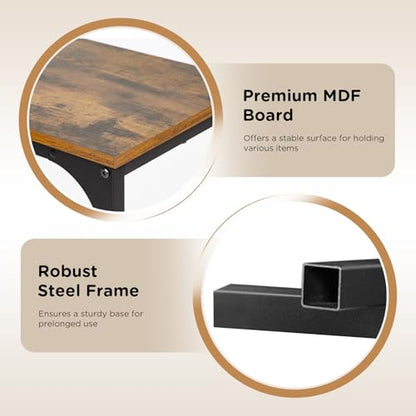 PayLessHere C-Shaped End Table Couch Table That Slide Under Small Side Tables for Sofa and Bed Large Desktop TV Tray for Living Room,Bedroom, Bedside,Small Space,Home Office,Brown - color: Brown