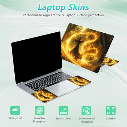 Laptop Skin Sticker Decal 12"-15.6" Universal Laptop/Notebook/Netbook Vinyl - Waterproof Scratch Resistant,Fits HP Dell Lenovo MacBook,2 Free Wrist Pads,Easy Apply & Remove,Fire Forest Golden - color: Fire Forest Golden
