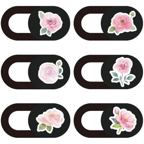 6Pcs 6 Styles Camera Cover Slide Flowers Privacy Guard Accessories, Phone Front Camera Blocker 0.04 Inch Ultra Thin for Laptop Desktop Computers Tablet Notebook Mini PC Office Home Use - color: September Peony