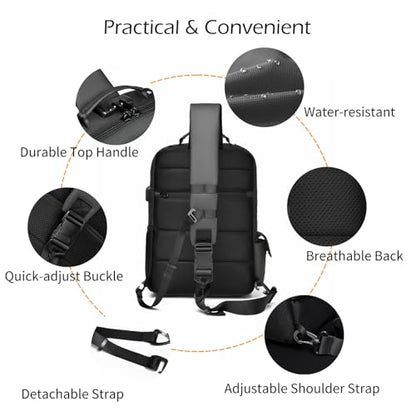 Crossbody Messenger Bag for Men: 13L Multi-pocket Satchel Sling Bags - color: Dark Green
