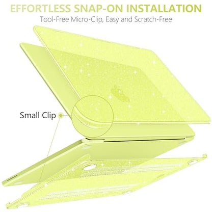 DONGKE Glitter Case for MacBook Neo 13 Inch 2026 (Model A3404 | A18 Pro Chip) | Clear Sparkly Hard Shell Cover with Screen Protector | Keyboard Cover & 2 USB-C Adapters - Bling Citrus - color: Bling Citrus