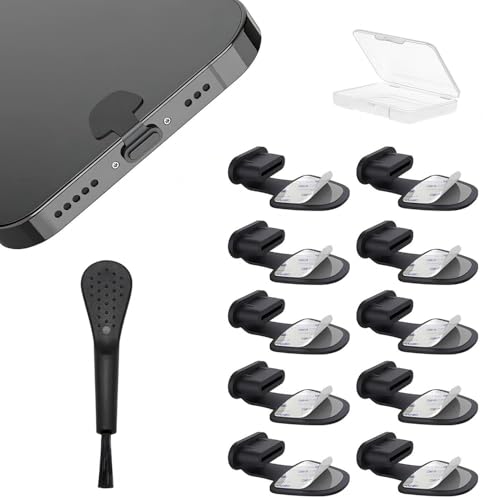 10 PCS Type C Anti Dust Plugs Cover Type C Port iPhone Dust Plug, USB C Dust Cover, Anti-Lost USB C Charging Port Dust Covers Protectors for iPhone 15/16/17 Plus Pro Max, Samsung (Type-C dust Cap) - color: Type-C dust Cap (Black)