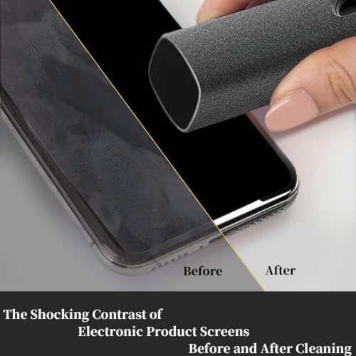 2-in-1 Portable Electronics Cleaning Kit with Microfiber Spray Bottle & Cloth for Phone, Tablet, Computer, TV, Car, Glasses, and Screen Maintenance - Dust Removal Tool (Grey) - color: Grey