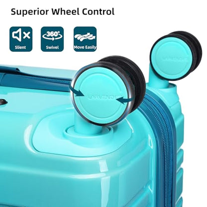 LARVENDER Carry on Luggage Sets 3 Piece, 20 Inch Suitcases, Ocean Breeze | 22x14x9 Airline Approved, Gradient PC+ABS Hardshell, Smooth 360° Wheels, TSA Lock, 3-Piece Set with Color-matched Backpack - color: Ocean Breeze-20BP, size: 3 Piece Set (Backpack/T