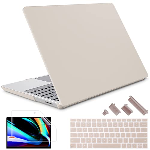 May Chen Case Compatible for 13.5" Microsoft Surface Laptop 5/4/3 with Metal Palm Rest Model 1951/1868, Plastic Hard Shell Case with Screen Protector + Keyboard Cover + Dust Plug,Stone - color: Stone