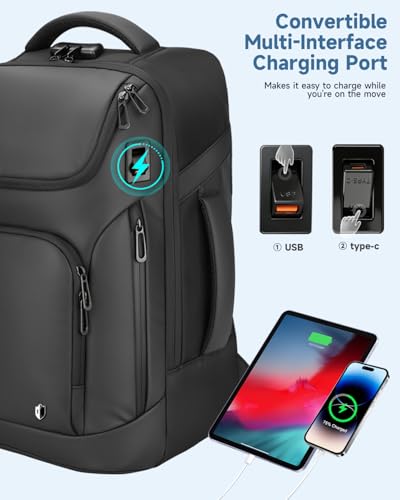 Laptop Backpack for Men, RFID Anti-Theft 16 Inch Professional Business Work Backpack with Dual Charging Ports & Dry-Wet Pocket, Ideal for Travel, Commute, College, Black