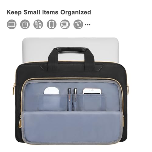 MOSISO Laptop Shoulder Bag, Computer Bags | Laptop Messenge Bag with Front Inverted Trapezoid Quilted Pocket