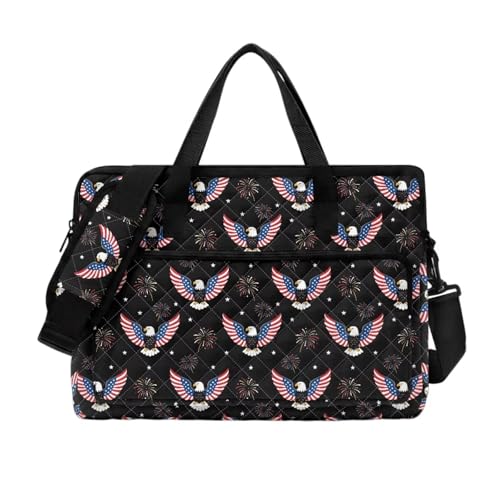 Laptop Sleeve, Laptop Cover with Adjustable Strap Computer Bag Tablet Notebook Sleeves Handbag Messenger Briefcase - color: Eagle and American Flag