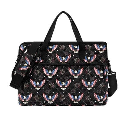 Laptop Sleeve, Laptop Cover with Adjustable Strap Computer Bag Tablet Notebook Sleeves Handbag Messenger Briefcase - color: Eagle and American Flag