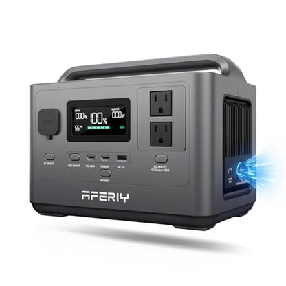 AFERIY Portable Power Station 800W Peak/400W Rated,45min Fast Charging, 80000mAh/256Wh LiFePO4 Battery, 10ms UPS, Solar Powered Power Bank with AC Outlet 120V for Camping, Outdoor, Emergency,Home Use - color: A