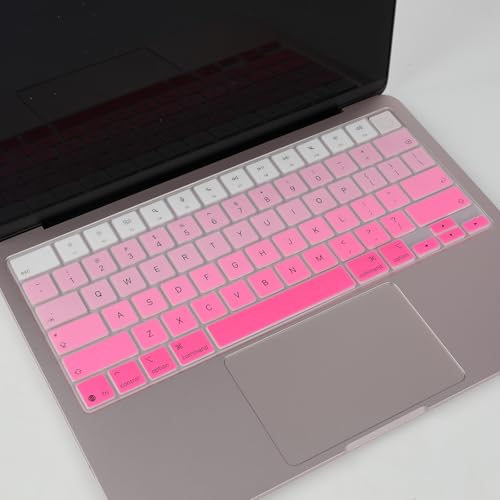 Allinside Keyboard Cover for 2026 MacBook Neo 13-inch A3404 (A18 Pro) & MacBook Air 13"/15" and MacBook Pro 14"/16" (M5 Chip), Premium Silicone Keyboard Protector Skin, US ANSI Layout, Ombre Hot Pink - color: Ombre Hot Pink