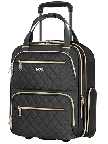 Underseat Carry On Luggage with Wheels, 17inch Lightweight Overnight Soft Sided Personal Luggage Bag Carry-On Suitcase for Short Trip Travel Business, Black - color: Black
