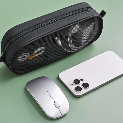 Laptop Chargers Case,Zipper Mesh Electronics Accessories Bag for Laptop Tablet Power/Mouse/Cord/USB Accessories,Black