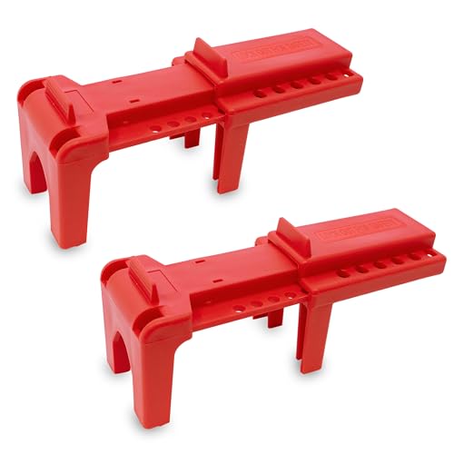 TRADESAFE Adjustable Ball Valve Lockout, 1/2 to 4-1/4 inch Pipe Dia, 2 Pack | Locks Valves In On Or Off Position, Includes Auxiliary Fitting For Larger Valves, Supports Up To 6 Loto Locks