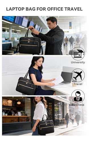Laptop Bag Case 17 17.3 inch for Women Men Computer Briefcase Compatible with Dell XPS Inspiron, HP Pavilion Omen, LG Gram, Lenovo, ASUS, Acer, Messenger Shoulder Bag with Strap Handle, Black - color: Black, size: 17.3 inch
