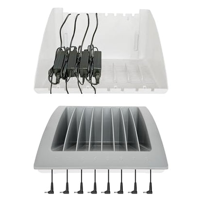 8-Device Laptop & Tablet Charging Station for Classroom, Office & Library, Chromebook & iPad Charging Rack with Surge Protection, Cable Management & Numbered Slots, Fits Devices Up to 15.6" - color: Gray with 8-Device Charging Station