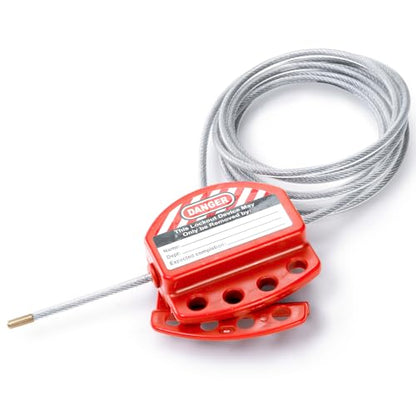WUWEOT 2 Pack Lockout Tagout Cable Lock, 10ft Adjustable Loto Steel Cable, 4 Key Hole Lockout Tag Out Cable Lock with Vinyl Coated for Out of Service, Repair Management, OSHA Compliant