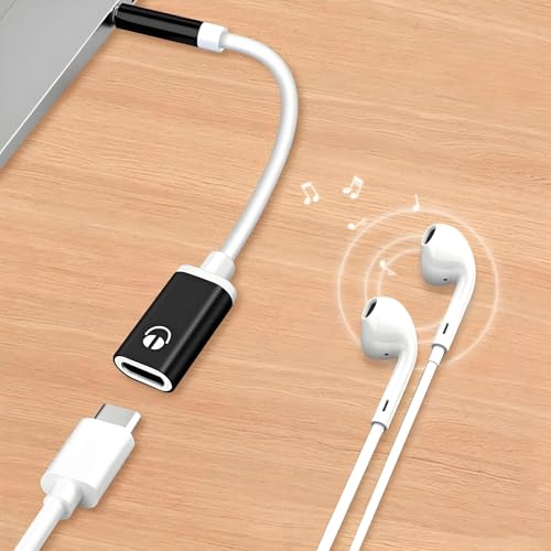 3.5mm Male to USB C Female Audio Adapter, Only Analog Audio Aux Jack Cable for Smartphone Laptop Tablet MP3 （Black）