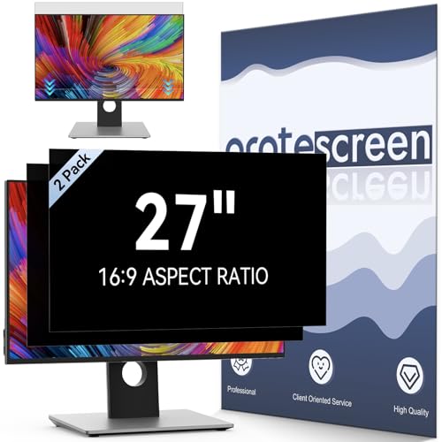 [2 Pack] Computer Privacy Screen 27 Inch for 16:9 Widescreen Monitor | Removable Eye Protection Anti Glare Blue Light Filter, Anti Scratch Computer Monitor Privacy Shield 27 In - size: 27" (16:9)-2 pack