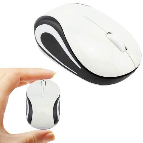 Mini Wireless Mouse, Small Kids Mouse for Home School,Plug & Play,Portable Lightweight Travel Cordless Mice with USB Receiver, 3 Buttons,for PC Laptop Computer,Gift for Children Boys Girls(White) - color: White