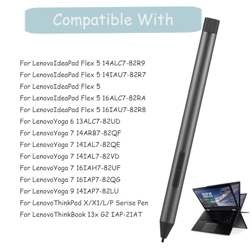 Digital Pen 2 for Lenovo Digital Pen 2,Compatible with Lenovo IdeaPad Flex 5/7 Series,Yoga 6/7/9 Serise,ThinkPad X/X1/L/P Serise,ThinkBook 13x G2 IAP-21AT (Grey)