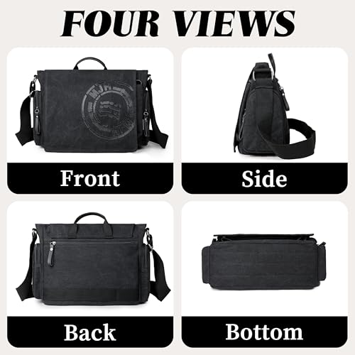 FSD.WG Satchel Messenger Bag for Men Canvas,Travel Shoulder bag 13.5" Laptop Bags - color: Black25