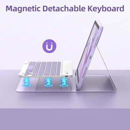 KBCASE for iPad Air 11 inch (M4/M3/M2) Case with Keyboard, Purple | Keyboard Case for iPad Air 5th/Air 4th/Pro 11 2018, Detachable Wireless Keyboard, Pencil Holder - color: Purple