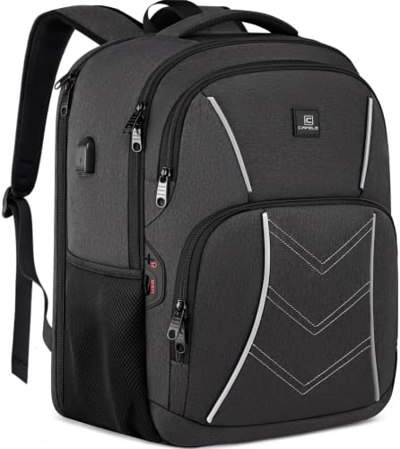 CAFELE TSA Friendly Flight Approved Business Backpack, Water-resistant Lightweight School Rucksack, Durable Large Weekender Bag Daypack (Grey, 17.3 Inch) - color: Grey