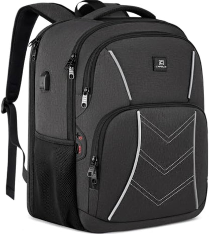 CAFELE TSA Friendly Flight Approved Business Backpack, Water-resistant Lightweight School Rucksack, Durable Large Weekender Bag Daypack (Grey, 17.3 Inch) - color: Grey