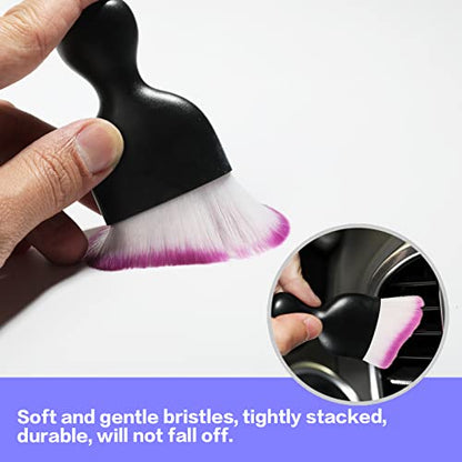 AOCISKA Car Interior Detailing Brush,Soft Bristle Cleaning Brush Car Detailing Brush Dusting Brush,Car Interior Cleaning Tool,Auto Detail Brush Car Dash Duster Brush (Black&Purple) - color: Black&purple