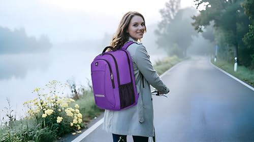CAFELE Laptop Backpack, 17.3 Inch, Water-Repellent, USB Charging Port, for Business Travel School (Purple, 17.3 inches) - color: Purple