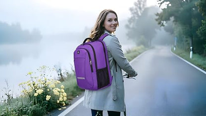 CAFELE Laptop Backpack, 17.3 Inch, Water-Repellent, USB Charging Port, for Business Travel School (Purple, 17.3 inches) - color: Purple