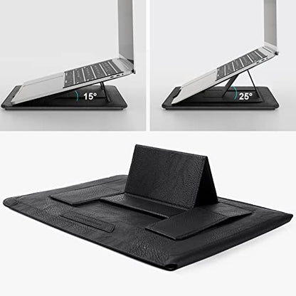 Nillkin Laptop Sleeve 15.6 inch (3-in-1), MacBook Sleeve with Adjustable Stand & Mouse Pad, 2 Stand Modes, 15 inch Laptop Case, MacBook Accessories, Slim for Chromebook/HP 13-15.6, Black Texture - color: Black Texture