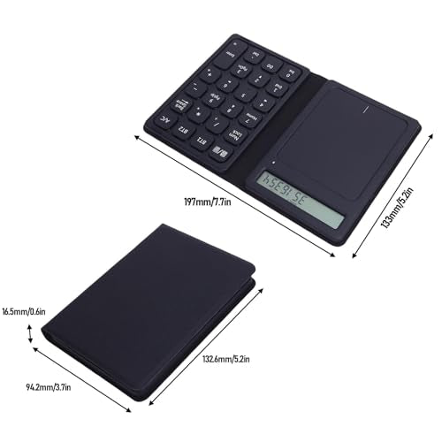 23 Keys Bluetooth Number Pad with Touchpad & Calculator, 3 in 1 Foldable Ultra Thin Wireless Numeric Keypad with PU Leather Case for Tablet Laptop