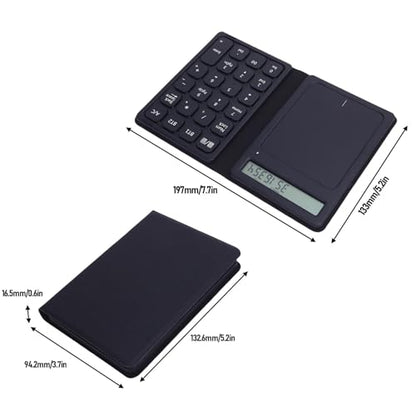 23 Keys Bluetooth Number Pad with Touchpad & Calculator, 3 in 1 Foldable Ultra Thin Wireless Numeric Keypad with PU Leather Case for Tablet Laptop