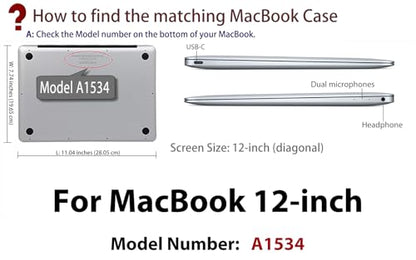 UESWILL Compatible with MacBook (Retina, 12-inch, 2015/2016/2017) Model: A1534, Smooth Soft Touch Matte Hard Shell Case Cover + Microfibre Cleaning Cloth, Black - color: Black, size: MacBook 12"