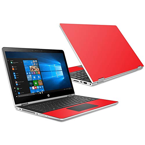 MightySkins Skin Compatible with HP Pavilion x360 15.6" (2018) - Solid Red | Protective, Durable, and Unique Vinyl Decal wrap Cover | Easy to Apply, Remove, and Change Styles | Made in The USA - color: Red