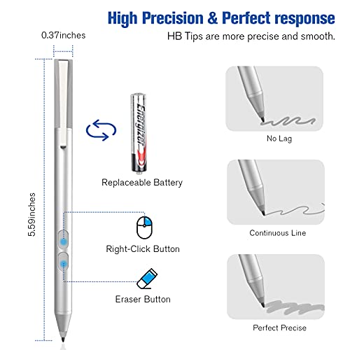 Stylus Pen for HP with 1024 Pressure Sensitivity & 2500hr Battery Life - Digital Pen for HP Omnibook/Envy x360/Spectre x360/Pavilion x360 - Windows 11/Chrome OS Palm Rejection Technology | MPP 1.51 Stylus Pen with Palm Rejection, 2500H Battery Digital Pen