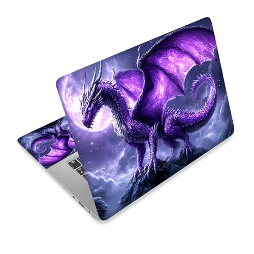 Universal Laptop Skin Sticker Decal,15.6 Inch Laptop Vinyl Cover for 13" 14" 15.6" Laptop,Scratch-Resistant Waterproof Protector Wrap,Reusable with Wrist Pads,Purple Dragon Moonlit - color: Purple Dragon Moonlit