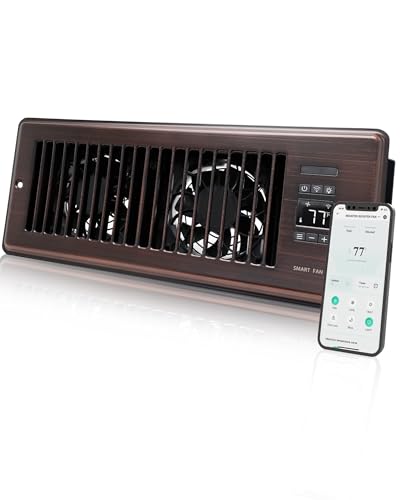 Super Quiet Register Booster Fan for 4" x 12" Register Holes, Smart Register Vent with Dual Intelligent Thermostat and WIFI App Control, Heating Cooling AC Vent Fan (ORB) - color: Oil Rubbed Bronze, size: 4" x 12"