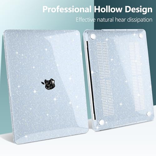 for MacBook Pro 13 inch Case 2022 2021 2020 Release Model A2338 M2/M1 A2251 A2289, Bling Plastic Hard Shell Case & Keyboard Cover Only Compatible with MacBook Pro 13 Touch Bar, Sparkly Blue - color: Sparkly Lightblue