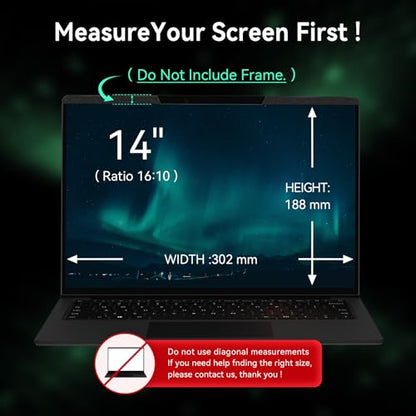 Magnetic Laptop Privacy Screen 14 Inch 16:10 Aspect Ratio Anti-Glare Blue Light Monitor Protector,Removable 14in Film for Lenovo HP Dell Acer Asus Thinkpad Envy Xps - size: Magnetic 14" 16:10 Aspect