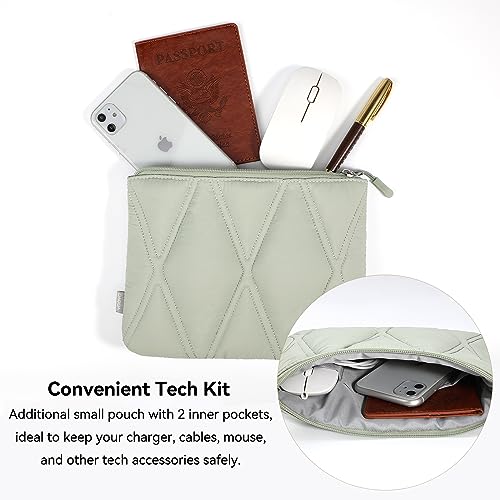 Voova Puffy Laptop Sleeve Case 15.6 16 Inch Compatible with MacBook Pro 16 M1/M2/M3/M4 Max 2019-2025, 15.6-16” Hp Lenovo Acer Asus, Cute Computer Cover Bag with Accessories Pouch,Mint Green - color: Mint Green, size: 15.6 -16 Inch