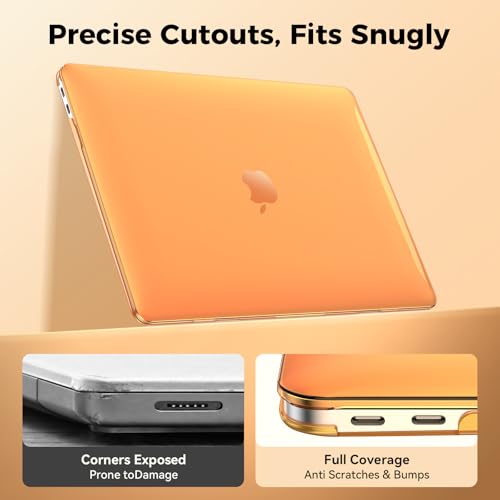 EooCoo for MacBook Air 13.3 inch Case with Keyboard and Screen Protector | Ultra Thin and Transparent, Hard Case Compatible with MacBook Air 13.3 inch M1 Chip 2021-2018 with Retina Display - color: Crystal Orange