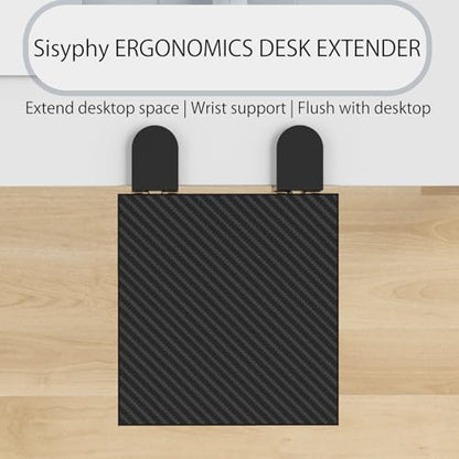 Sisyphy Ergonomics Desk Extender Tray, 9.5x9.1" Punch-Free Clamp on, Foldable Keyboard Drawer Tray, Table Mount Arm Wrist Rest Shelf, Computer Elbow Arm Support - color: Carbon, size: 9.1*9.5"(23cm*24m)